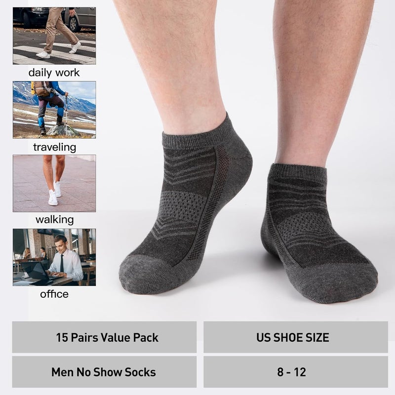 EverKnits Store 15 Pairs Lightweight Ankle Socks Men/Women - Breathable Bulk Thin Low Cut Socks Value Pack - Image 2